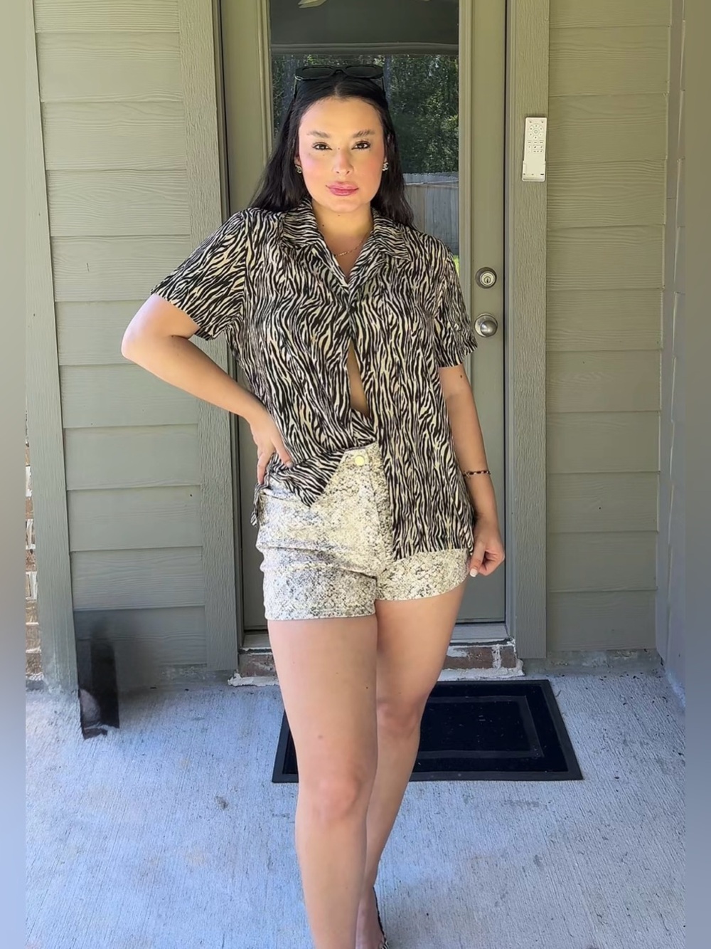 Josephine Chaus 100% Silk Animal Print Blouse Size 12